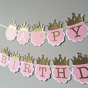 Party Propz Princess Glitter Happy Birthday Crown Banner for Girls happy birthday banner | Princess crown | Happy Birthday Princess | Crown Birthday Banner | Princess Theme Birthday Decoration Birthday Decoration