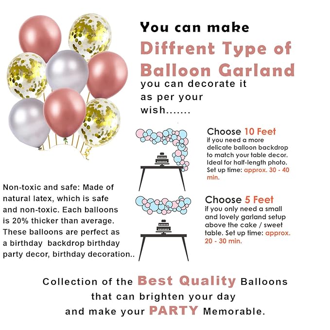 Party Propz Happy Birthday Foil Balloon Set- 9Pcs Birthday Decoration Items | Star Balloons For Decoration | Confetti Balloons For Decoration | Silver Balloons For Decoration | Rose Gold Foil Balloons