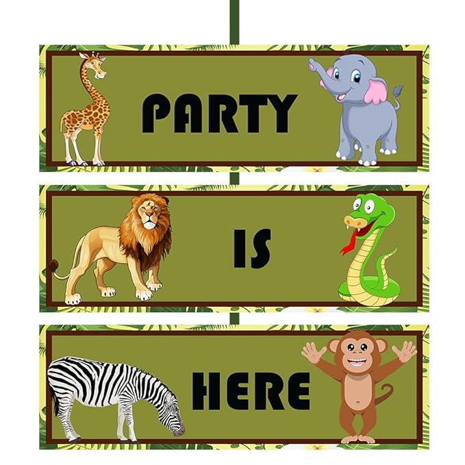 PARTY PROPZ JUNGLE BIRTHDAY DOOR BOARD FOR KIDS BIRTHDAY/JUNGLE THEME BASE DECORATION/JUNGLE BIRTHDAY SUPPLIES/JUNGLE BIRTHDAY DECORATION/JUNGLE DOOR BOARD DÉCOR