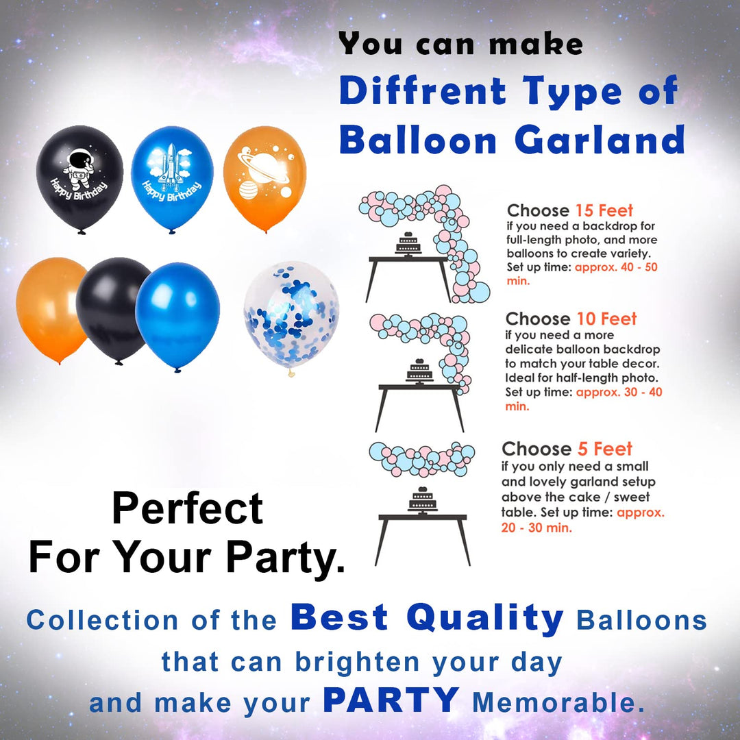 Party Propz Space Theme Birthday Decoration Kit - 55Pcs, Planet Theme Birthday Decoration | Astronaut Theme Birthday Decoration | Rocket Theme Birthday Decoration | Moon & Stars Foil Balloons