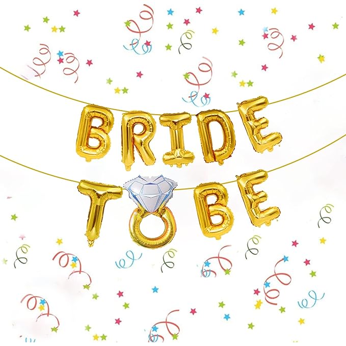 Party Propz Bride to Be Decorations Items - Golden Bride to Be Foil Balloon | Bride to Be Backdrop Decoration | Bachelorette Party Decorations | Bride to Be Balloons Decorations | Bridal Shower Foil Balloon