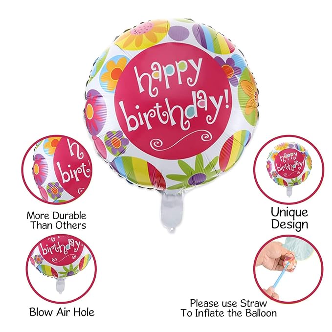 Party Propz Happy Birthday Foil Balloon Set- 9Pcs Birthday Decoration Items | Star Balloons For Decoration | Confetti Balloons For Decoration | Silver Balloons For Decoration | Rose Gold Foil Balloons