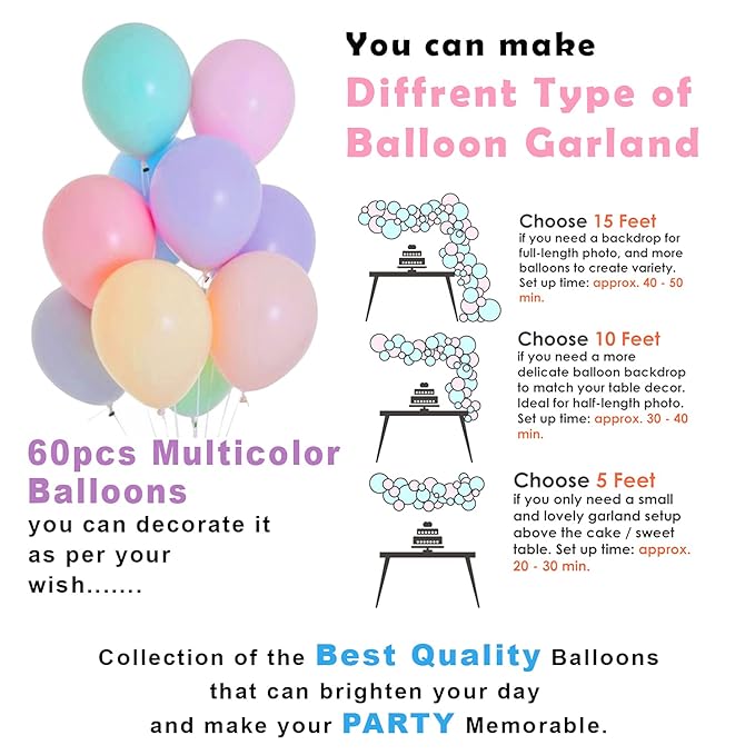 Party Propz Rainbow Theme Birthday Decorations -64pcs Set Happy Birthday Decoration Kit | Birthday Decoration Items for Girl | Pastel Colour Balloons | Candy Theme Birthday Decoration | Fringe Curtain