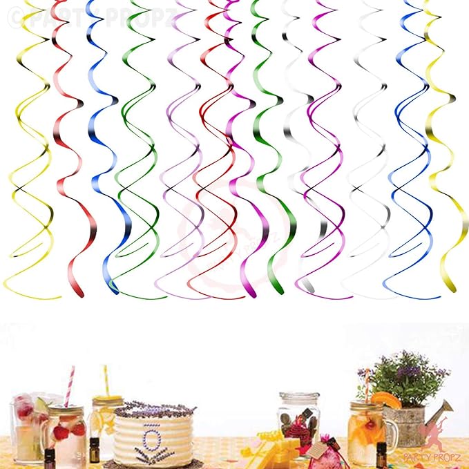 Party Propz Multicolour Swirls for Decorations/Birthday Parties (Set of 12)