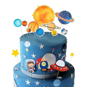 Party Propz Space Theme Cake Topper - Birthday Decoration For Boys | Astronaut Cake Topper | For Astronaut Theme Birthday Decoration | Birthday Cake Toppers | Birthday Decorations Kit For Boys