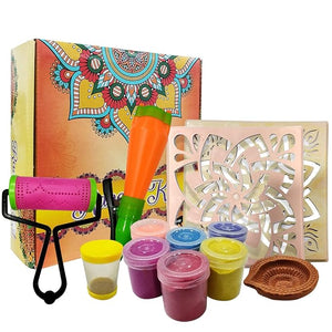 Party Propz Rangoli Making Tools Kit for Diwali Decoration Items for Home- 12Pcs Rangoli Colours Set with All Rangoli Powder, Colour Kit, Rangoli Kit/Festive Decoration Items for Home, Diwali Decor