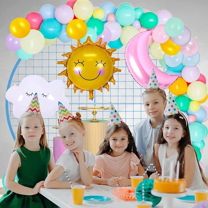 Party Propz Multicolor Pastel Rainbow Balloons-43 Pcs Pastel Balloons For Baby Shower|Welcome Balloons For Decoration|Birthday Decoration Items For Kids|Moon Foil Balloon|Moon For Baby Shower