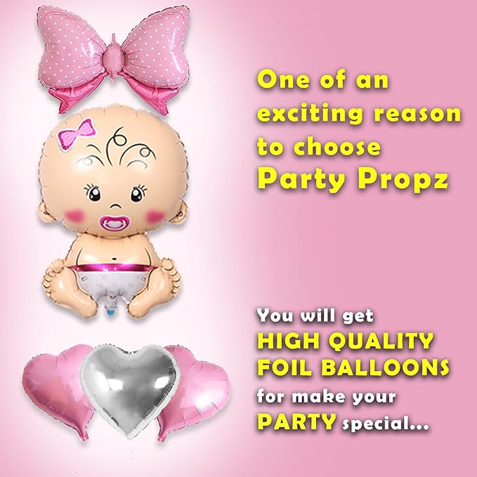 Party Propz Welcome Home Baby Decoration Kit 51Pcs Bunting, Balloon with Butterfly Foil Balloon / Welcome Party / Birthday Party Supplies