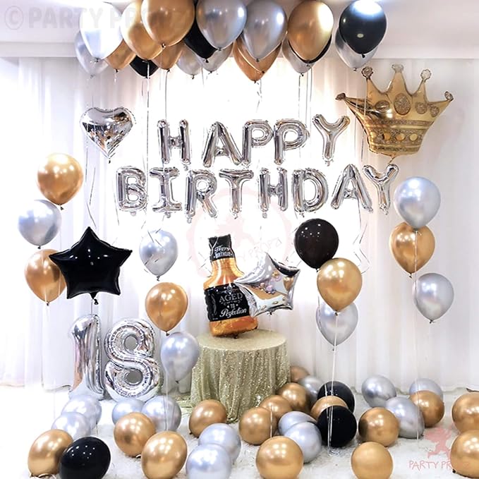 Party Propz Black Balloons For Decoration-Set Of 100 Pcs Golden Balloons|Black&Golden,Golden Balloons|Metallic Balloons For Decoration|Balloons For Decoration Birthday,Anniversary,Baby Shower