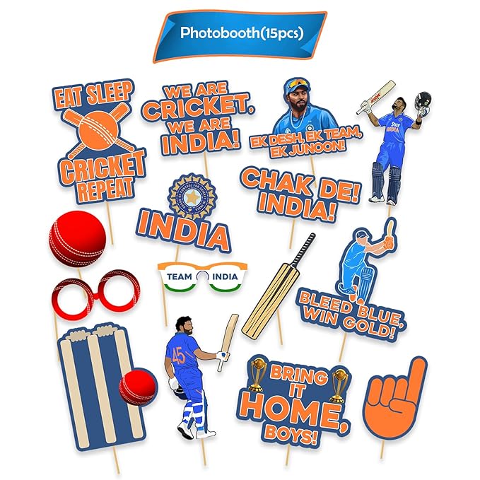 Party Propz Cricket Props for Decoration - 15pcs Cricket Photoshoot Props/Cricket Theme Props/Cricket Decoration Items/Cricket Theme Party Props/Cricket Props for Photoshoot