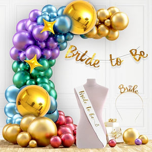 Party Propz Bride To Be Decoration Set Combo -58Pcs Bachelorette Party Decorations | Bridal Shower Decorations Kit | Golden Balloons For Decoration | Bride To Be Sash and Crown | Confetti Balloons