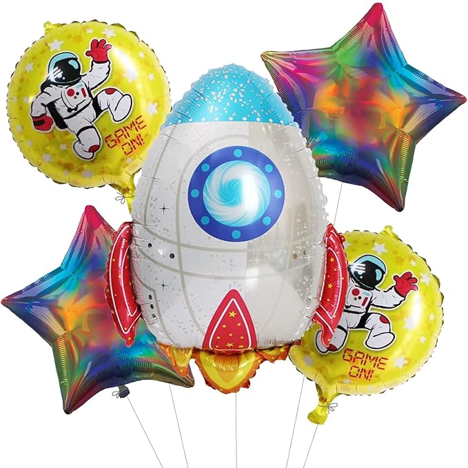 Party Propz Birthday Decoration Items-Set of 5 Space Theme Birthday Decoration, Foil Balloons For Birthday, Happy Birthday Foil Balloon, Birthday Decoration Kit, Multicolor