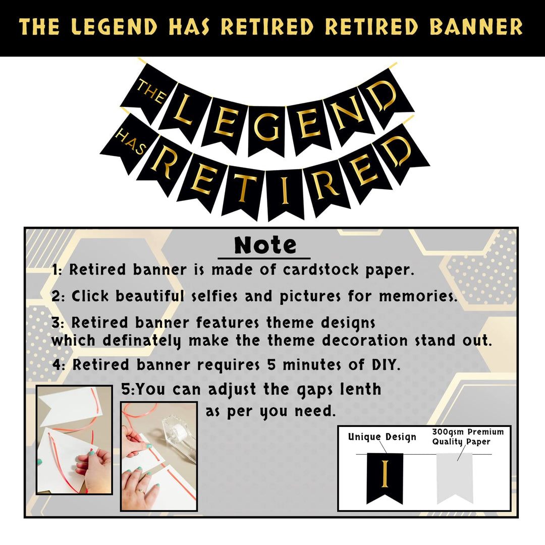 Party Propz Retirement Party Decorations - 58Pcs Happy Retirement Decoration For Men|Happy Retirement Banner (Cardstock)|Retirement Party Props|The Legend Has Retired Decoration|Retirement Balloons