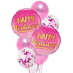 Party Propz 7 Pcs happy birthday printed balloons Combo set for Girls Birthday decoration Birthday supplies for girls