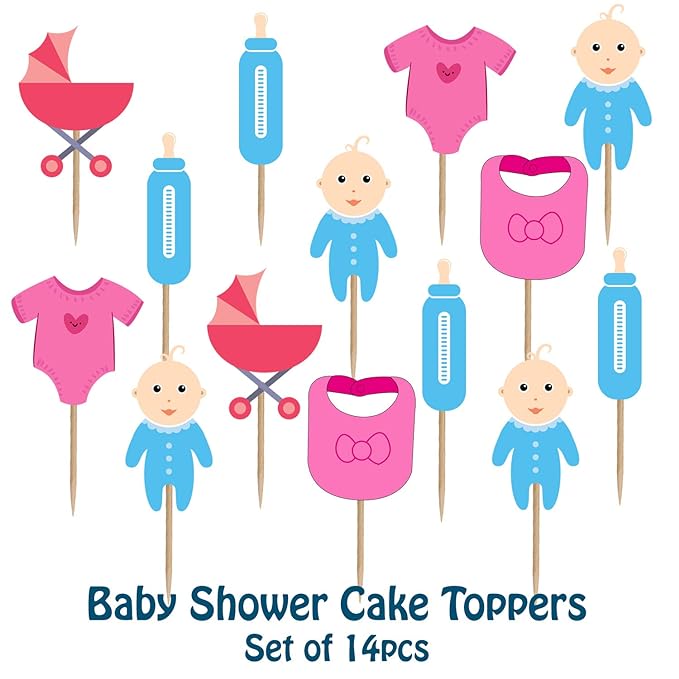 Party Propz Baby Shower Cup Cake Topper (Set of 14) / Baby Shower Cake Decoration/Happy Birthday Cake Topper/Baby Shower Party Supplies/Baby Shower Cup Cake Toppers Birthday