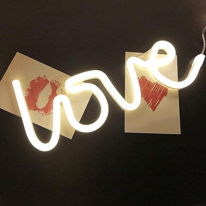 Party Propz Glass Love Neon Lights Or Neon Signs - Love Lights For Decoration,Room Decoration,Birthday Gift,Neon Signs Decor For Room Wall,Anniversary Decoration Items,Anniversary Gift For Boyfriend