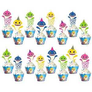 Party Propz Baby Shark Theme Birthday Decorations - 55Pcs, Multicolor Balloons | Baby Shark Birthday Decorations | Birthday Decoration Items For Girl | Shark Foil Balloons | Birthday Decoration Kit