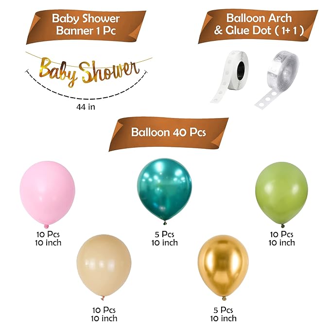 Party Propz Baby Shower Decoration Items - 43Pcs Baby Shower Decorations | Mom To Be Decoration Items Set | Baby Shower Props for Photoshoot | Maternity Shoot Props Accessories | Baby Shower Balloons
