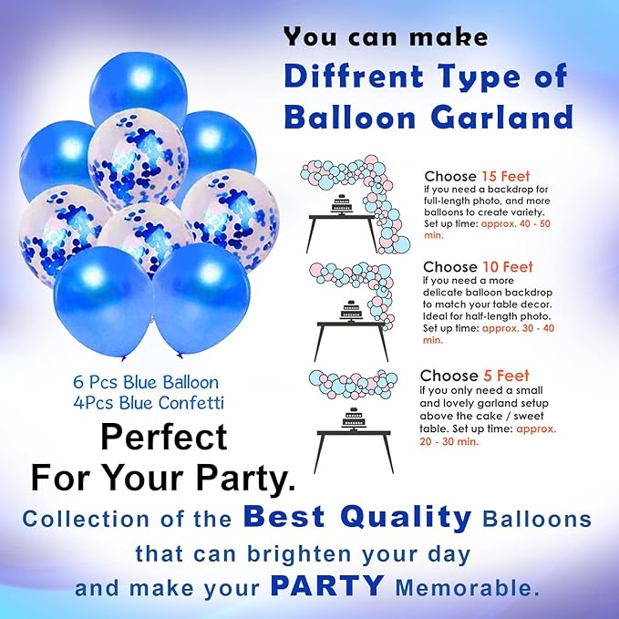 Party Propz Blue Happy Birthday Decoration Kit Combo With Fairy Led Lights 17pcs Set Banner (cardstock), Balloon, Metallic, Foil, Sash For Boys, Girls, Kids, Wife, Girl Friend, Woman, Party Supplies