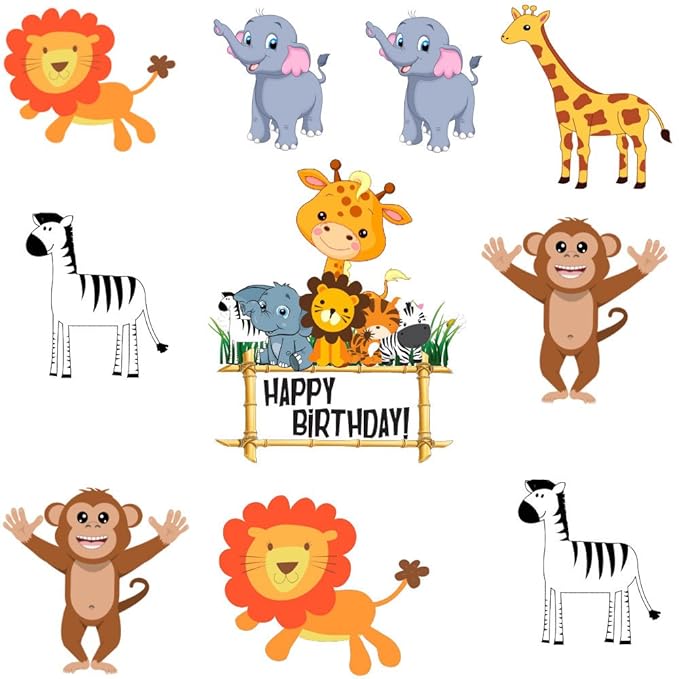 Party Propz Jungle Cardstock Cutout 10PCs/Animal Theme Birthday Party Supplies/Barnyard Theme/Jungle Birthday Decoration