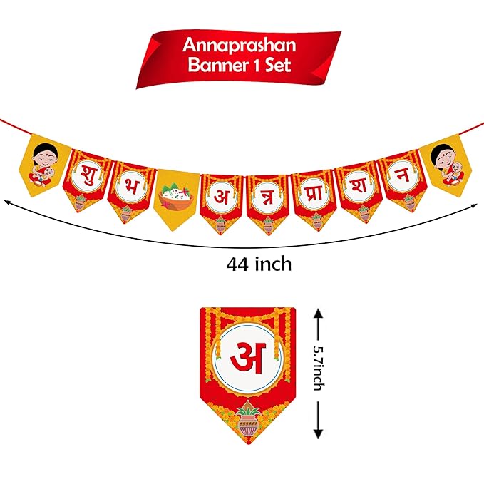 Party Propz Baby Rice Ceremony Decorations Items - Shubh Annaprashan Banner | Annaprashan Decoration Items | Rice Ceremony Banner | Annaprashan Decoration Backdrop | Rice Feeding Ceremony (Cardstock)