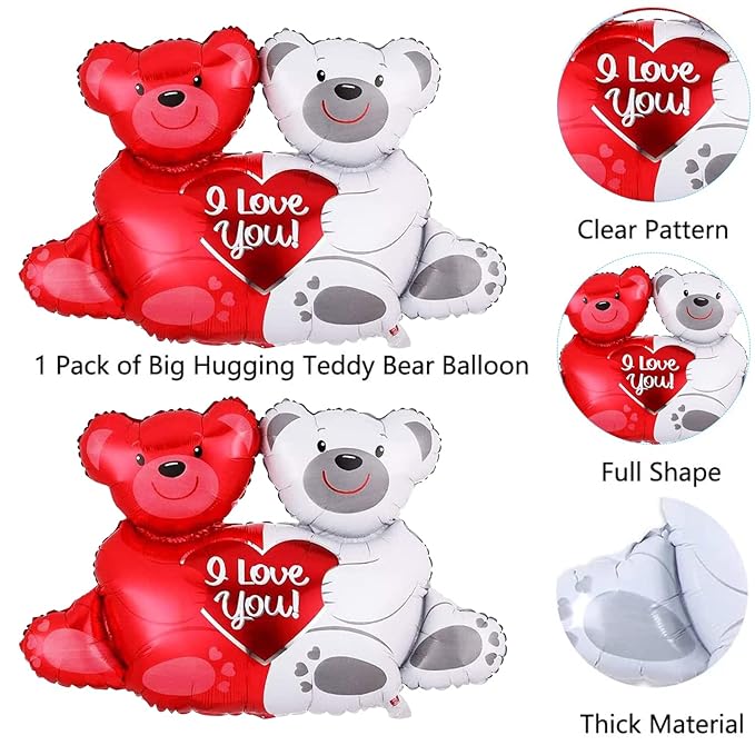 Party Propz Teddy Bear Theme Birthday Decorations -Set of 1 I Love You Foil Balloons | Anniversary Decoration Items | Love Teddy Foil Balloons | Birthday Decoration Items | Anniversary Balloons