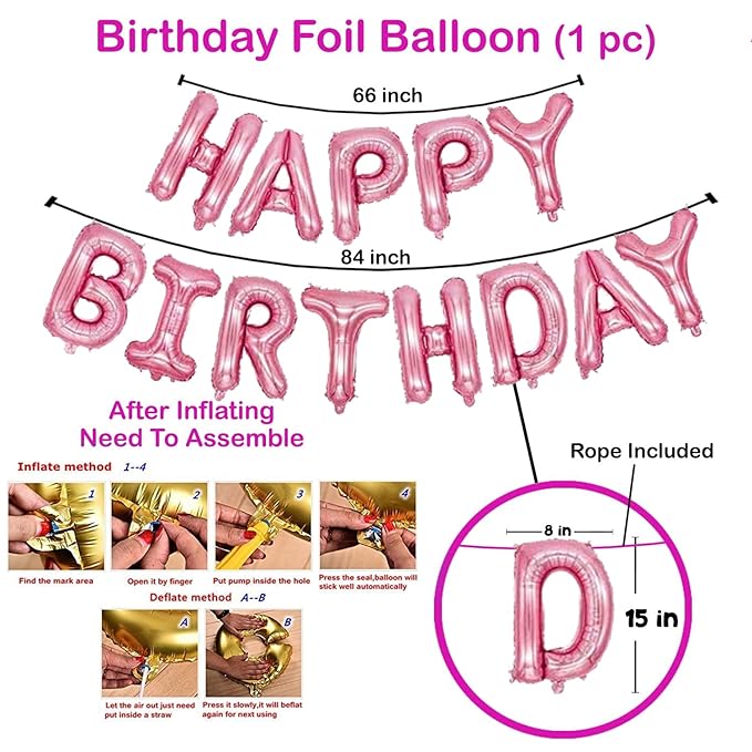 Party Propz Birthday Decoration Items For Girl, Huge 41 Pcs, Pink&White Balloons For Decoration, Pink Birthday Decoration Kit, Heart Shape Balloons For Decoration, Birthday Decoration Items For Women