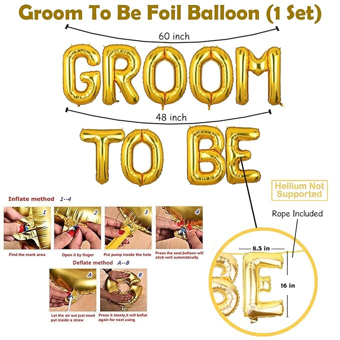 Party Propz Groom to Be Decoration Set Combo -16Pcs Set Groom to Be Balloon, Champagne & Cheers Foil, Metallic Balloons and Yellow Sash for Bachelorette Party Decorations, Groom to be decoration Items