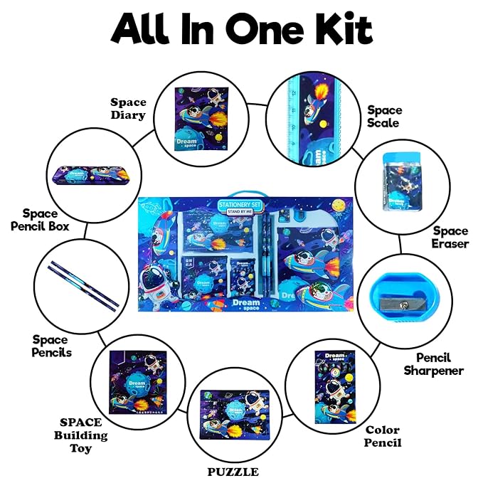 Party Propz Space Stationary Kit for Boys - 10 in 1 Astronaut Stationary Kit for Kids | Return Gifts for Kids | Stationery Items for Boys | Pencil Eraser Sharpener Combo Pack | School Kit for Boys