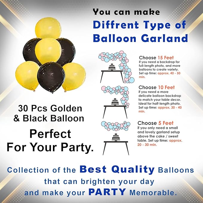 Party Propz Happy Birthday Banner (cardstock) Decoration Kit 32 Pcs Set for Husband Boys Balloons Decorations Items Combo With Golden Square Foil Curtain, Metallic Balloons