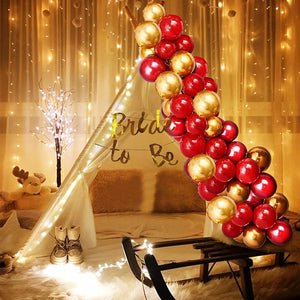 Party Propz Golden Bride To Be Decoration Set Combo - 26Pcs White Net Curtains, Foil Banner (cardstock), Balloons, Led Fairy Light, Glue Dot, Arch | Bachelorette Party Decorations