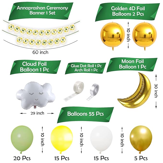 Party Propz Annaprashan Ceremony Decoration - 62 Pcs Annaprashan Decoration Items | Annaprashan Banner (cardstock)| Baby Rice Ceremony Decorations | Rice Ceremony Decorations Items | Annaprasana Decor