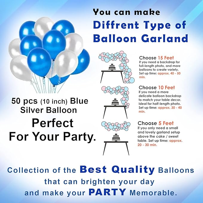 Party Propz Birthday Decoration kit for 1st Birthday Boys-56Pcs with Foil Curtain / Bday Supplies Items with Blue HBD foil Balloon, Number Foil Baloons/1st Birth Day Props for Kids/Newborn Gifts Set