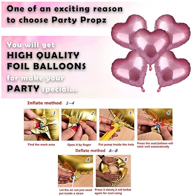 Party Propz Birthday Decoration Items For Girl, Huge 41 Pcs, Pink&White Balloons For Decoration, Pink Birthday Decoration Kit, Heart Shape Balloons For Decoration, Birthday Decoration Items For Women