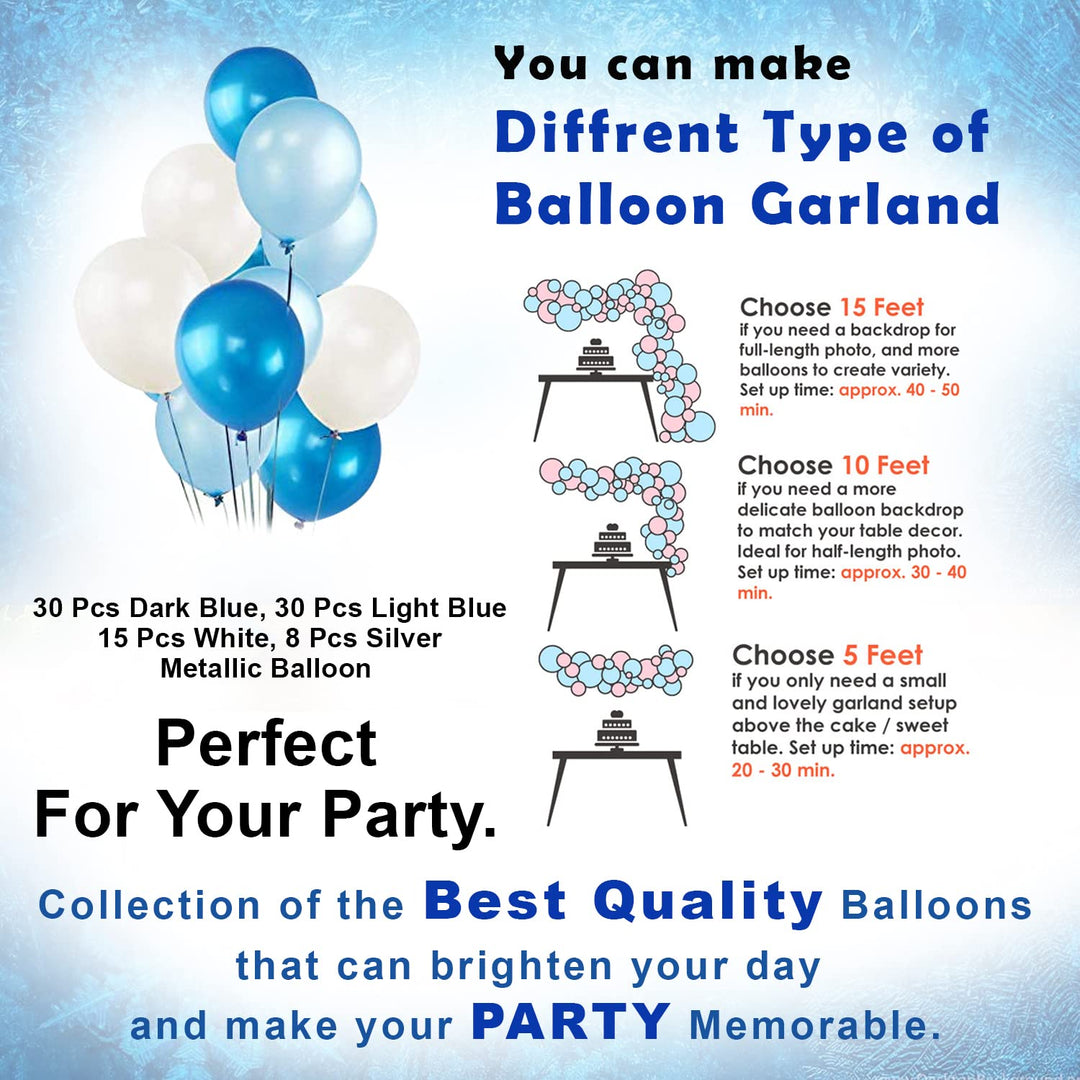 Party Propz Blue Balloons for Decorations - Huge 85 Pcs Frozen Theme Balloons For Decorations | Birthday Decoration Items for Kids | Balloons for Girl Birthday Decorations