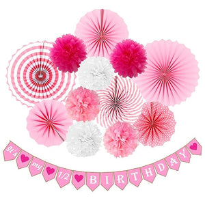 Party Propz Half Birthday Decoration for Baby Girls- Set of 13Pcs | Half Year Birthday Decorations for Girls | 1/2 Birthday Decorations for Girls | 6 Month Birthday Decorations for Girls