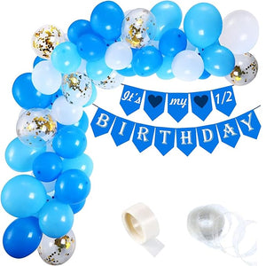 Party Propz Half Birthday Decorations For Baby Boy Combo- 48Pcs Items Set For 6 Months Birthday Decorations For Girl - 1/2 Birthday Decorations For Girls - Half Bday Banner (cardstock), Balloons, Foil