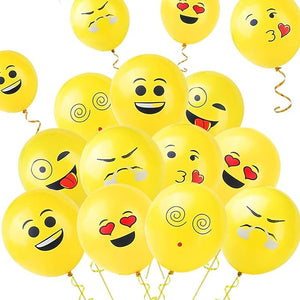 Party Propz Rubber 12" Emoji Balloons-100Pcs,Theme Birthday Decoration|Balloons Packet Of 100|Birthday Decoration Items|Smiley Balloons For Birthday Decoration For Kids|Emoji,Multicolor