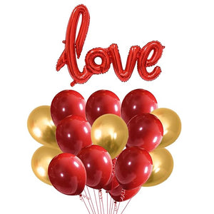 Party Propz Red and Gold Balloons For Decoration- Set of 31pcs Anniversary Decoration Items | Birthday Decoration Items | Love Foil Balloon | Red Balloons For Decoration | Anniversary Balloons