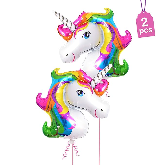 Party Propz 2Pcs Unicorn Foil balloons 43" size For Unicorn Birthday Supplies Or Unicorn Theme