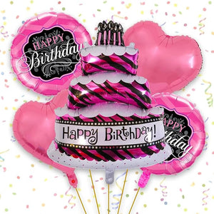 Party Propz Happy Birthday Decoration Kit-Set Of 5 Birthday Decoration Items With Happy Birthday Foil Balloons|Cake Foil Balloons For Kids|Foil Balloons For Birthday Decorations For Girls