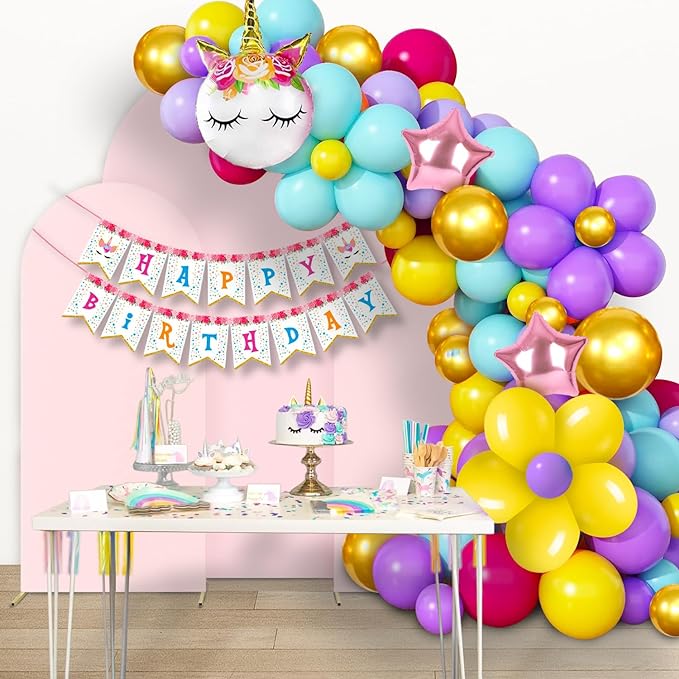 Party Propz Unicorn Birthday Decorations For Girls - 55 Pcs, Unicorn Theme Birthday Decorations Kit | Birthday Decoration Items For Girl | Kids Unicorn Decoration | Unicorn Foil Balloons