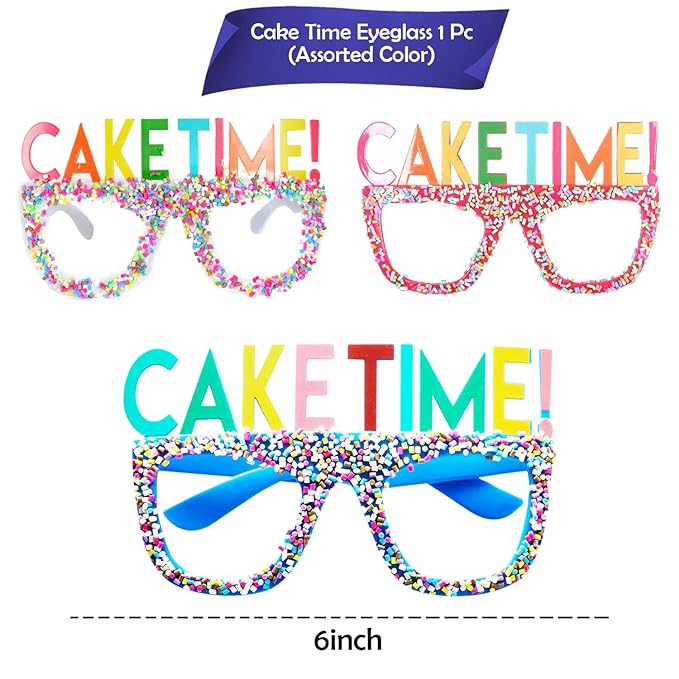 Party Propz Birthday Eye Glasses - 1 Pc Cake Time Googles for Birthday (Assorted) | Kids Birthday Party Props | Birthday Party Goggles | Birthday Party Accessories | Birthday Party Favours for Kids