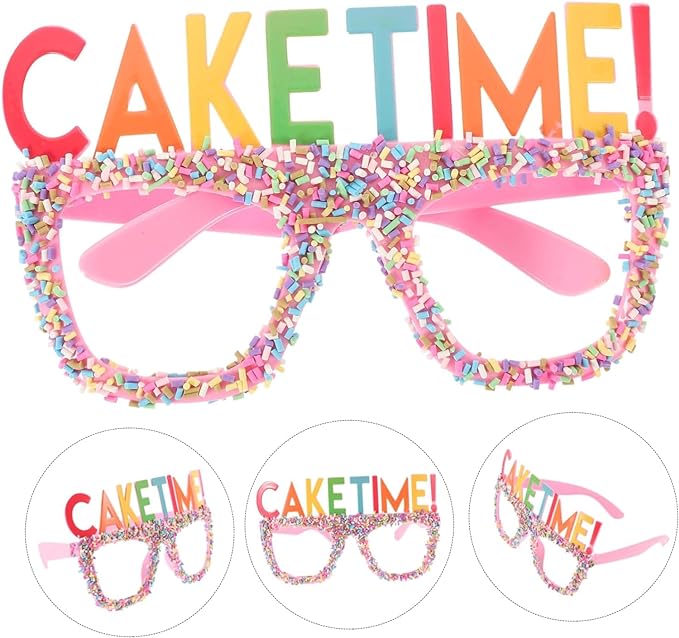 Party Propz Birthday Eye Glasses - 1 Pc Cake Time Googles for Birthday (Assorted) | Kids Birthday Party Props | Birthday Party Goggles | Birthday Party Accessories | Birthday Party Favours for Kids