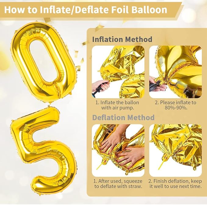 Party Propz 50th Birthday Party Decorations - Pack Of 16 Pcs, 50 Years Golden Jubilee Balloons With Foil & Confetti Balloons | 50th Birthday Decoration | 50th Birthday Party Decorations For Men