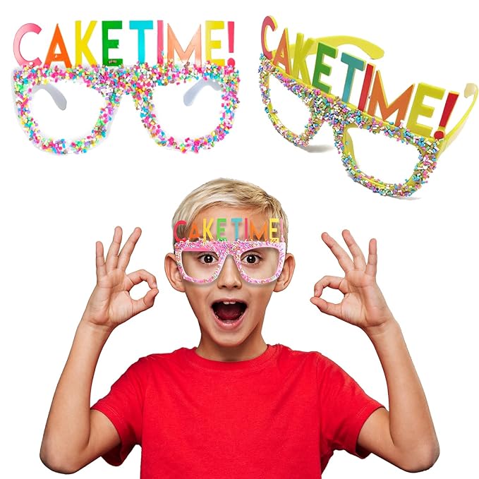 Party Propz Birthday Eye Glasses - 1 Pc Cake Time Googles for Birthday (Assorted) | Kids Birthday Party Props | Birthday Party Goggles | Birthday Party Accessories | Birthday Party Favours for Kids