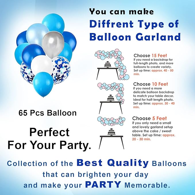 Party Propz Blue Theme Birthday Decoration Kit, 70 Pcs Combo, Birthday Decoration Kit For Boys, Happy Birthday Banner (cardstock), Foil Balloons With Foil Curtain, Blue&White Balloons For Decoration