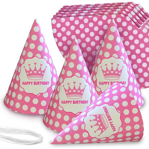 Party Propz Happy Birthday Cap for Girls - 10Pcs Birthday Caps for Birthday Or Birthday Caps for Kids/Pink Colour Happy Birthday Cap for Girls Or Birthday Hats for Birthday Stylish