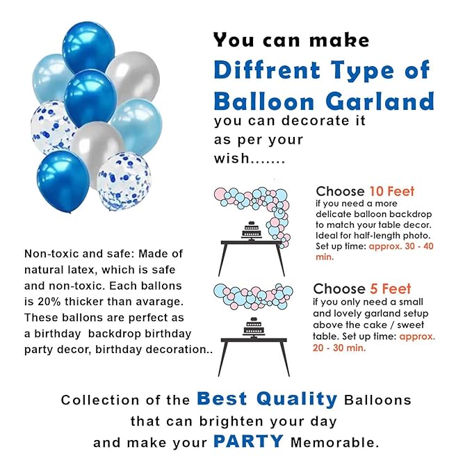 Party Propz Happy Birthday Decoration Kit- 61pcs, Pom Pom Balls Paper Decoration | Star Foil Balloons | Blue Decoration For Birthday | Birthday Decoration Items | Happy Birthday Banner (cardstock)