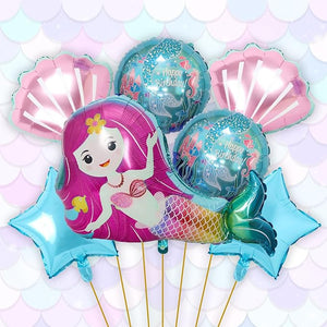 Party Propz Mermaid Foil Balloons-Set Of 7 Pcs Foil Balloons For Birthday Decorations|Mermaid Theme Foil Balloons For Decoration|Birthday Decorations|Birthday Decorations For Girls,Multicolor